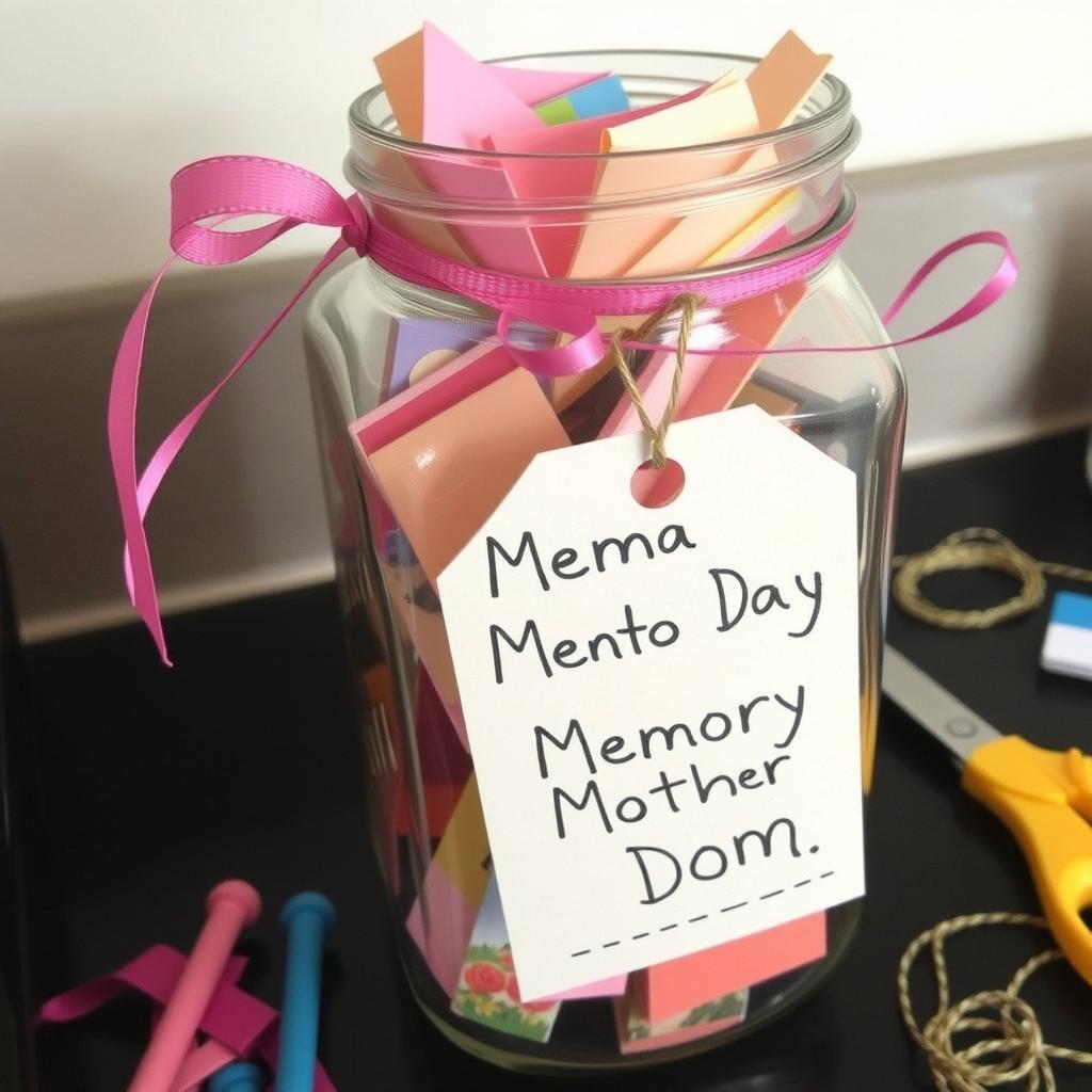 Completed DIY memory jar with photos and notes for Mother's Day 2025 Completed DIY memory jar with photos and notes for Mother's Day 2025
