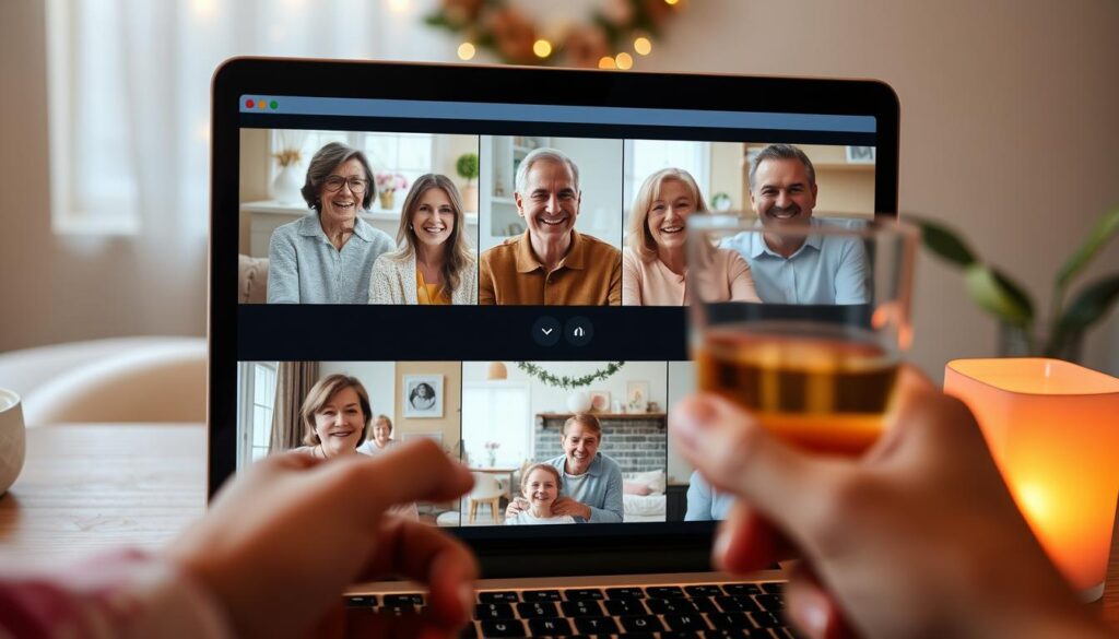 Family having a virtual Mother's Day celebration with multiple generations on video call Family having a virtual Mother's Day celebration with multiple generations on video call